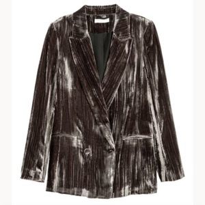 H&M Dark Gray Crushed Velvet Blazer